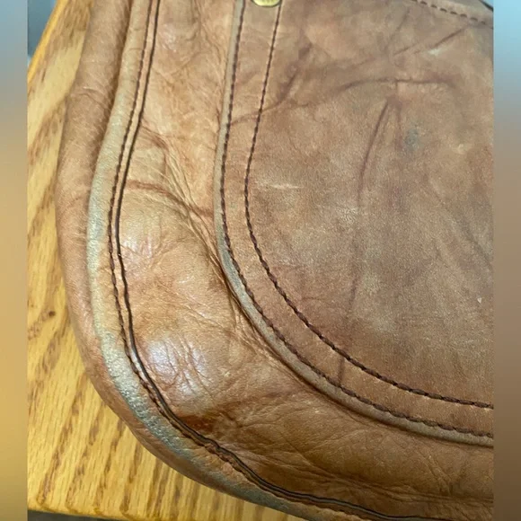 FRYE Campus Rivet Brown Antiqued Crinkled Leather Crossbody Purse - Picture 10 of 16